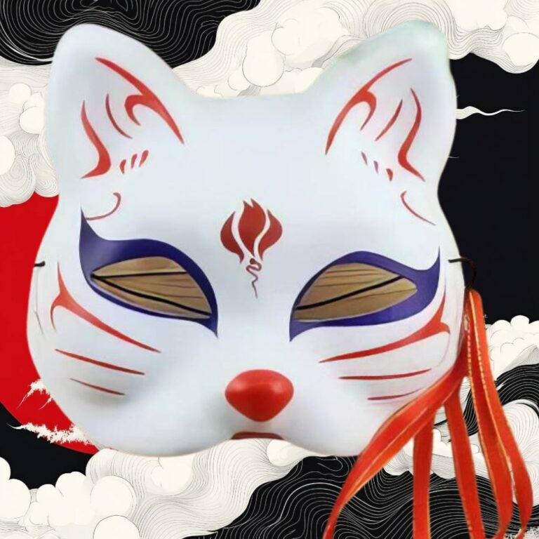 Masque De Fête Japonais Kabuki En ABS - Masque Complet Carnaval, Mardi Gras, Cosplay - 19x16 Cm